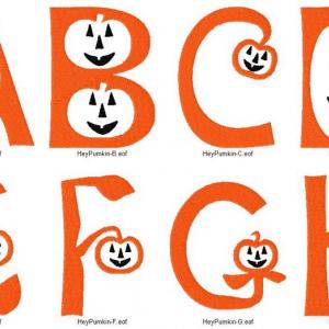 Hey Pumkin Alphabet Embroidery Machine Design