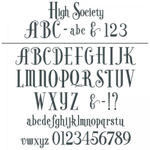 High Society Font Embroidery Machine Design