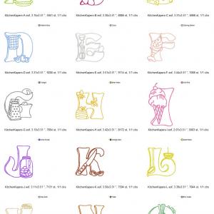 Kitchen Kapers Alphabet Embroidery Machine Design