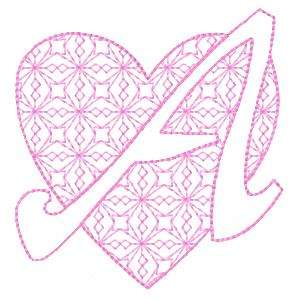 Lacy Heart Alphabet Embroidery Machine Design