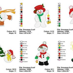 Lacy Snowmen Embroidery Machine Design