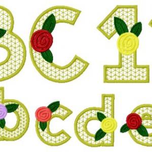 Lattice Rose Alphabet Embroidery Machine Design