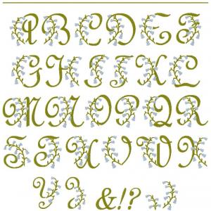 Lily Of The Valley Alphabet Embroidery Machine Design