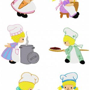 Little Kitchen Girls Embroidery Machine Design