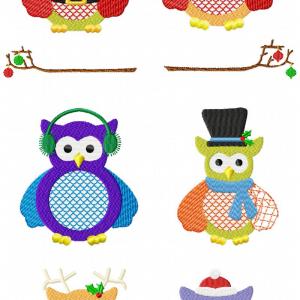 Merry Owls Embroidery Machine Design