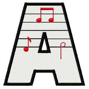 Musical Alphabet Embroidery Machine Design