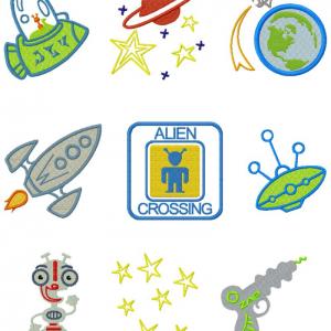 Outer Space Embroidery Machine Design