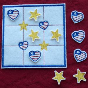 Patriotic Tic Tac Toe Embroidery Machine Design