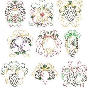 Pinecones And Ornaments Embroidery Machine Design