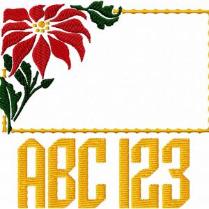 Poinsettia Monogram Alphabet Embroidery Machine Design