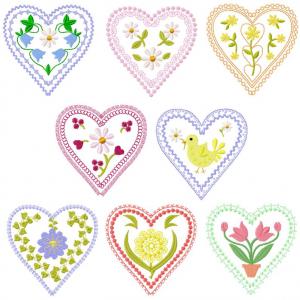Pretty Heart Coasters Embroidery Machine Design