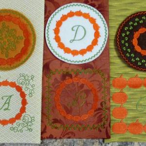 Pumpkin Coasters Monograms Embroidery Machine Design