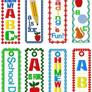 Schooltime Bookmarks Embroidery Machine Design
