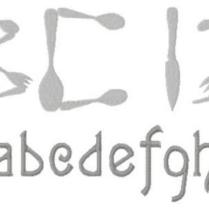 Silverware Font Embroidery Machine Design