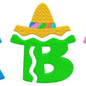 Sombrero Alphabet Embroidery Machine Design