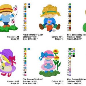 Sunbonnet Cuties Embroidery Machine Design