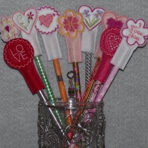 Valentine Pencil Toppers Embroidery Machine Design