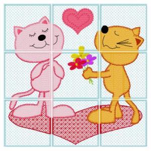 Valentine Puzzle Blocks Embroidery Machine Design