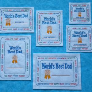 Worlds Best Dad Certificates with Alpha for personalizing Embroidery Machine Design