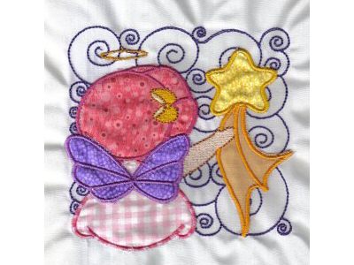 Applique Bonnet Angels Embroidery Machine Design