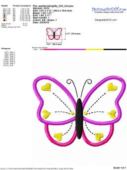 Detail Charts for the set Applique Fairy Wing Butterflies