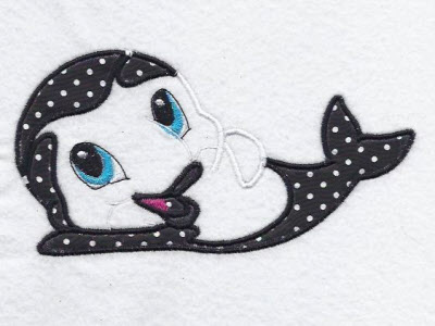 Applique Baby Dusky Dolphins Embroidery Machine Design