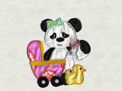 Applique Pandas Embroidery Machine Design