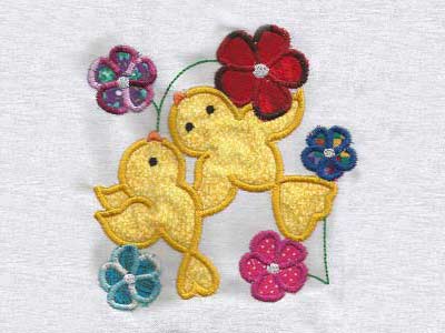 Applique Birds Embroidery Machine Design