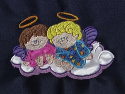 Applique Chubby Angels Embroidery Machine Design