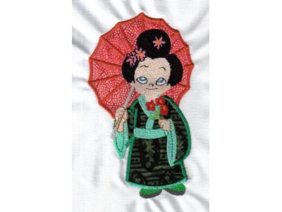 Applique Geishas Embroidery Machine Design