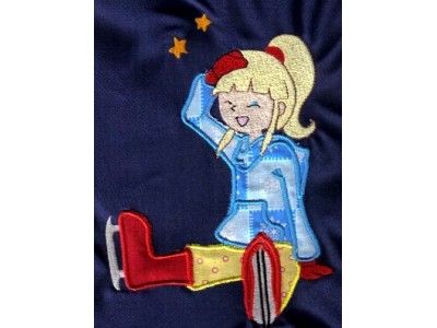 Applique Ice Skaters Embroidery Machine Design