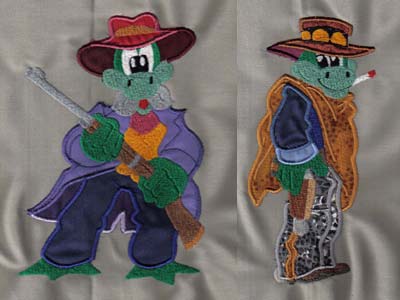 Applique Western Frogs Embroidery Machine Design