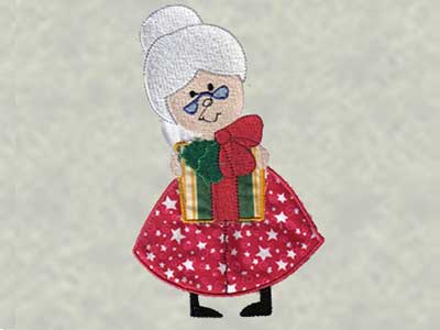 Applique Mrs Santa Embroidery Machine Design