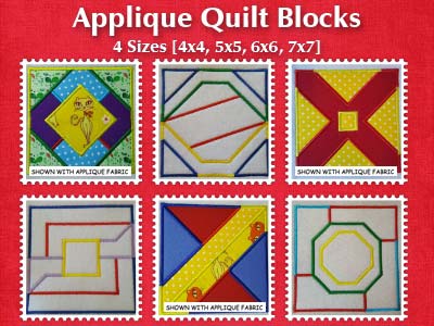 Geometric Applique Quilt Blocks Embroidery Machine Design