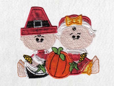 Applique Thanksgiving Babies Embroidery Machine Design