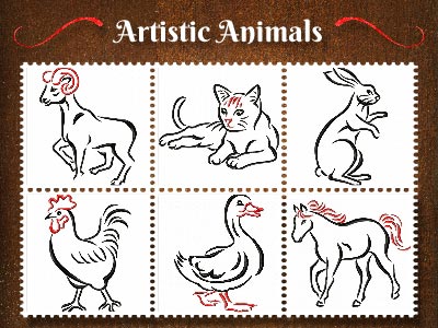 Artistic Animals Embroidery Machine Design