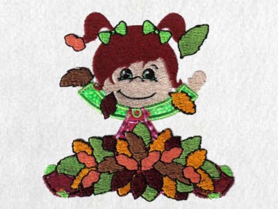 Applique Autumn Kids Embroidery Machine Design