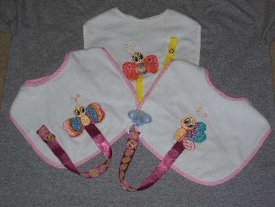 Binky Bib Bug Holders Embroidery Machine Design