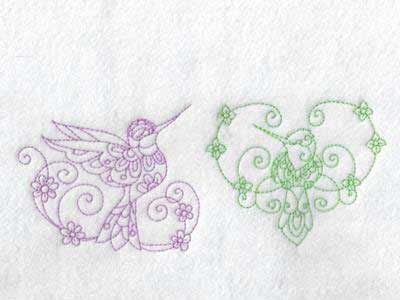 Beautiful Curly Hummingbirds Embroidery Machine Design