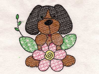 Beagles and Flowers Embroidery Machine Design