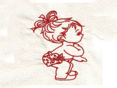 Beautiful Redwork Baby Girls Embroidery Machine Design