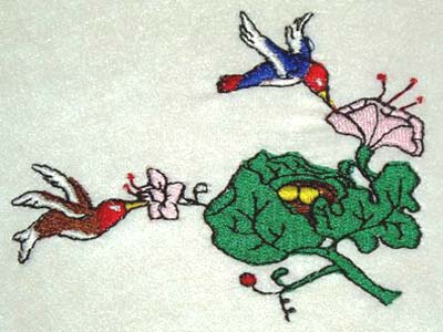 Birds and Flowers Embroidery Machine Design