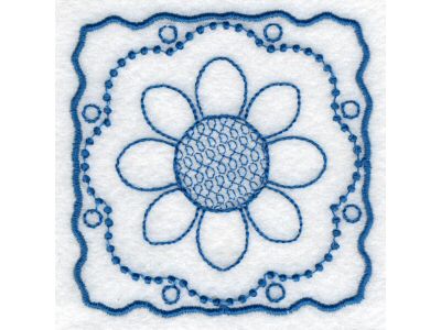 Blue Line Art Floral Blocks