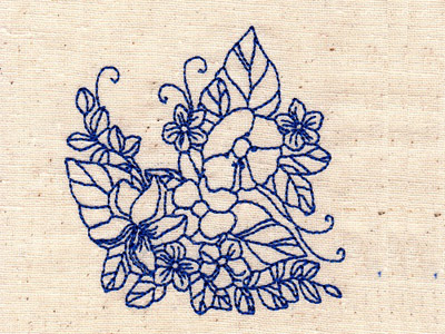 Bluework Florals Embroidery Machine Design