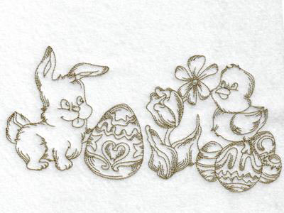 Bunnies and Chicks Embroidery Machine Design