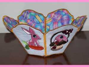 Applique Bunny Basket Embroidery Machine Design