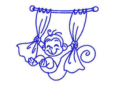 Monkey Trouble Bluework Embroidery Machine Design