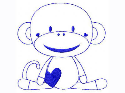 Bluework Sock Monkeys Embroidery Machine Design