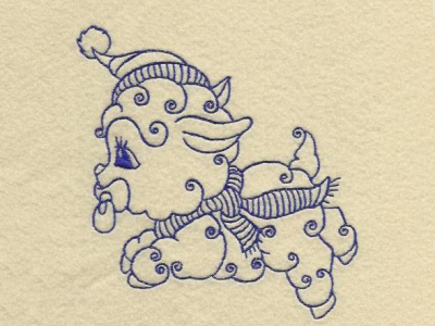 Bluework Winter Baby Lambs Embroidery Machine Design