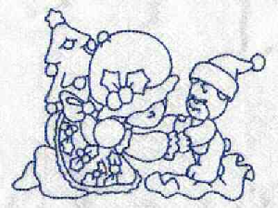 Bluework Christmas Bonnets Embroidery Machine Design